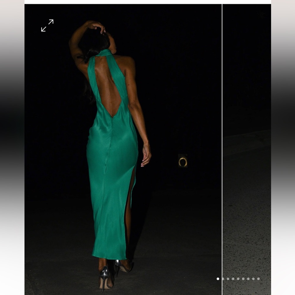 satin high neck formal dress